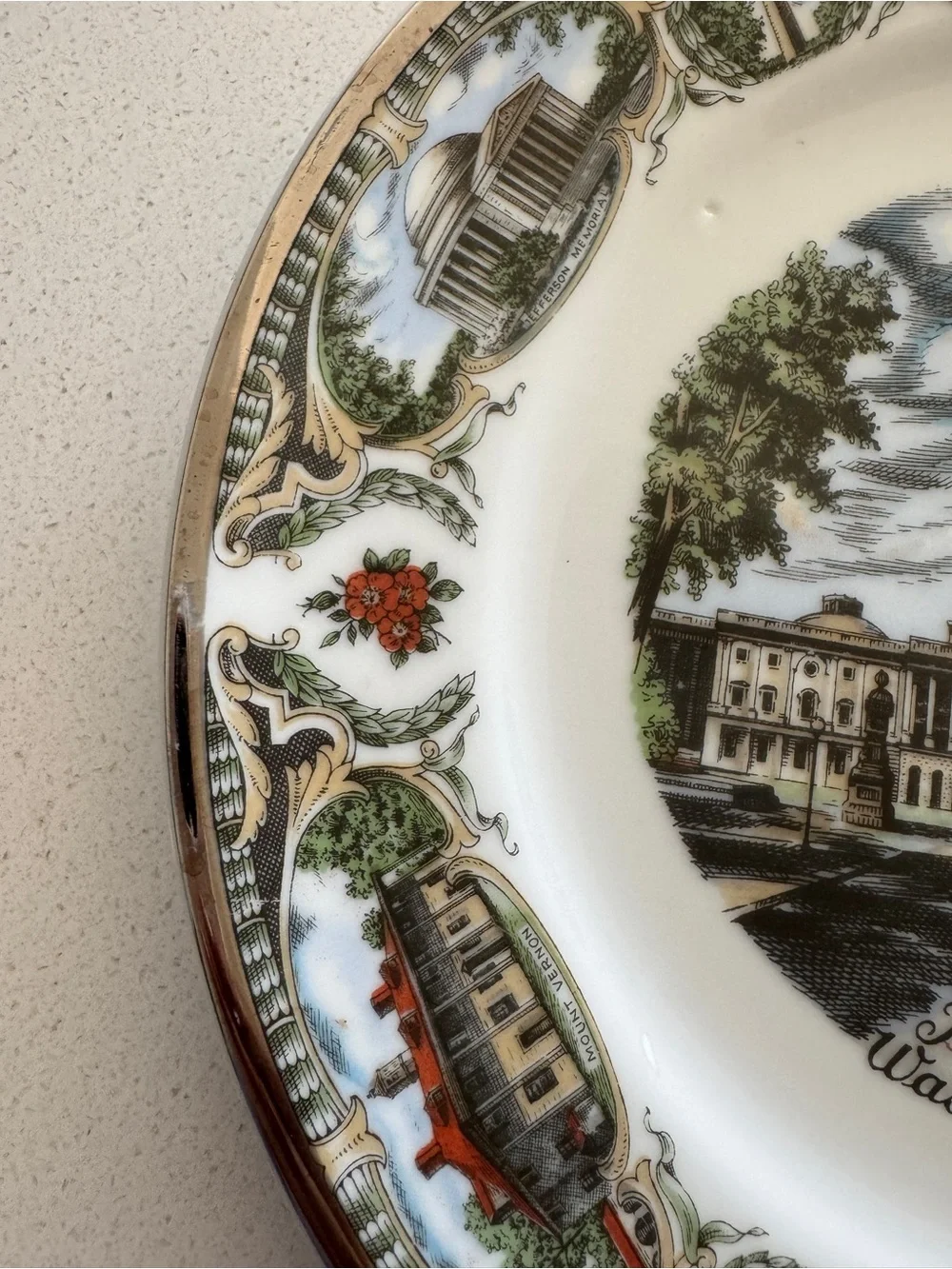 Vintage Washington DC Historical Plate with Gold Detail
